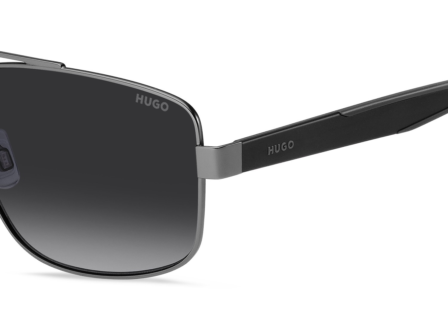 Sunglasses Hugo Hg 1338/S 207974 R80 9O color matte dark ruthenium shape rectangle lenses dark grey shaded