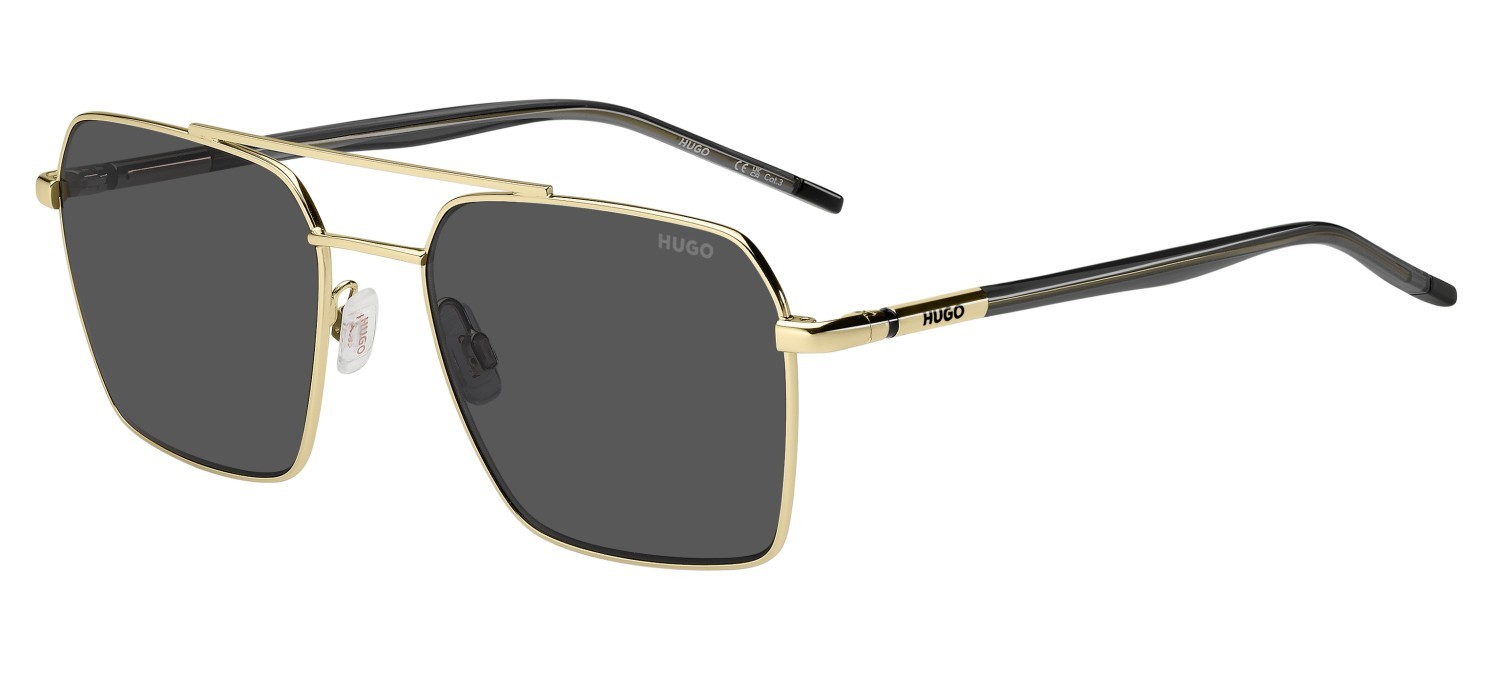 Sunglasses Hugo Hg 1348/S 207981 J5G IR color gold shape rectangle lenses grey