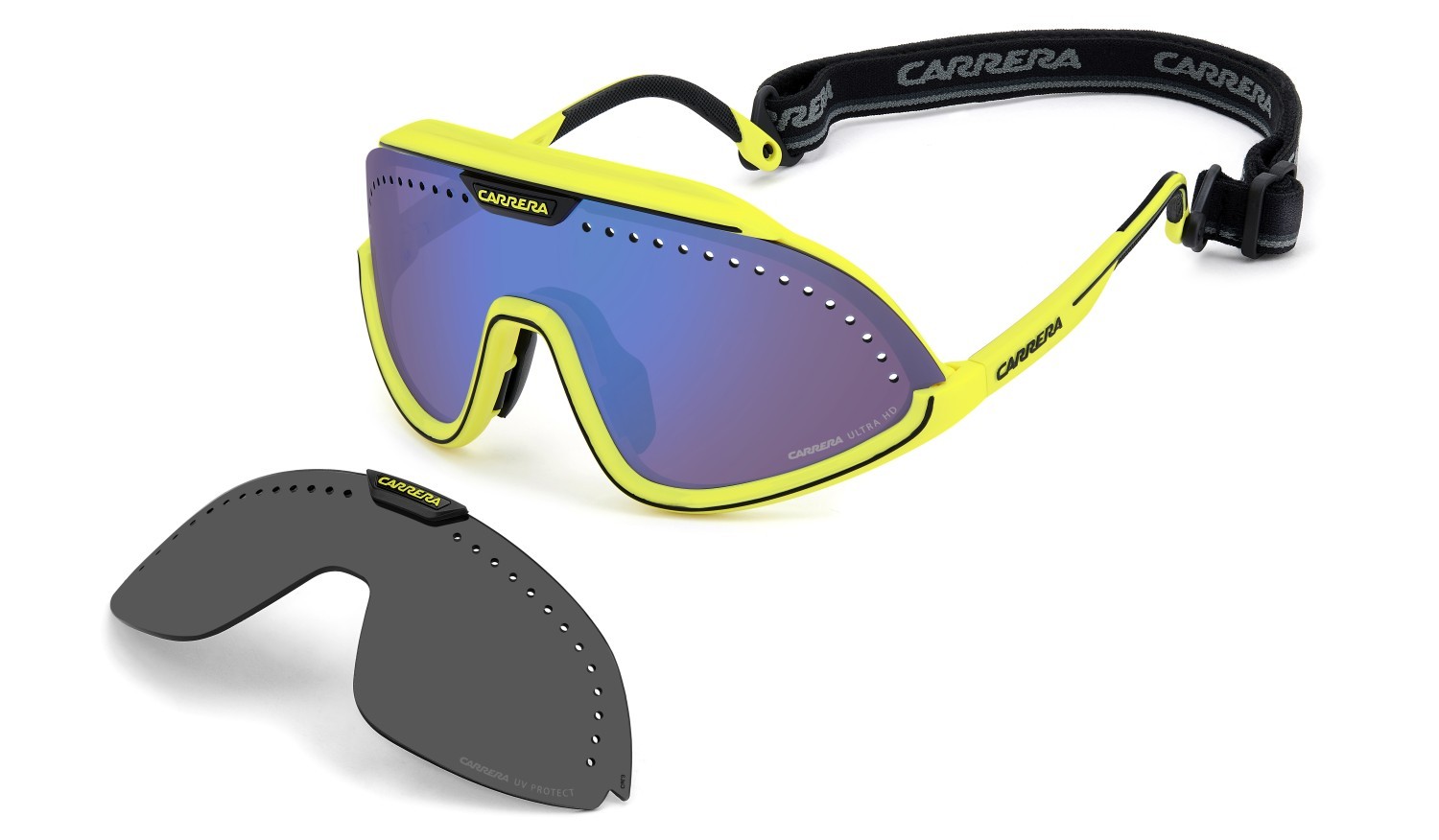 Sonnenbrillen Carrera C Sport 01/S 207990 4CW ZS farbe yellow black form maske gläser blue multilayer high contrast