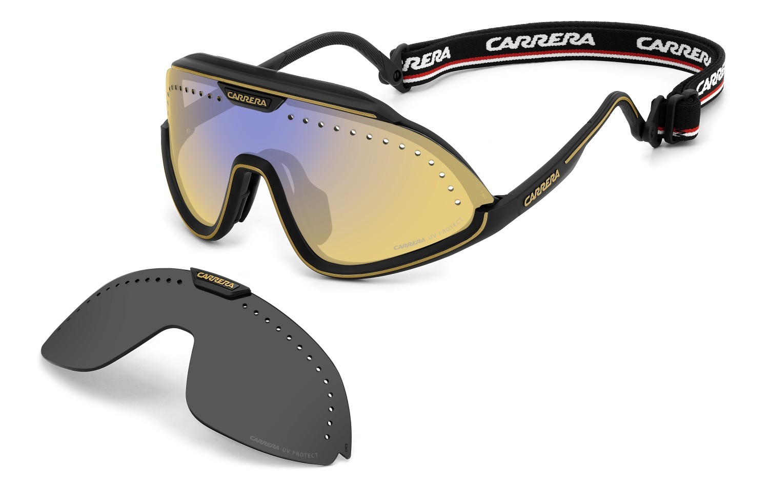 Sonnenbrillen Carrera C Sport 01/S 207990 I46 HW farbe matte black gold form maske gläser yellow