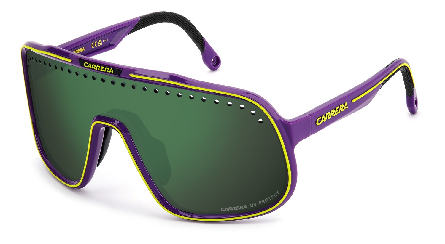 Sonnenbrillen Carrera C Sport 02/S 207992 83W MT farbe violet yellow form maske gläser green mirror