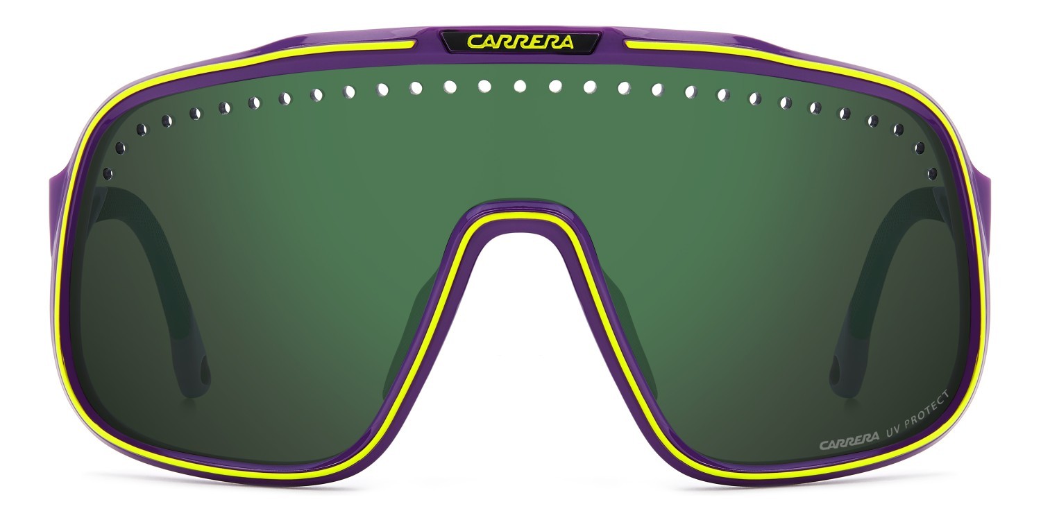 Sonnenbrillen Carrera C Sport 02/S 207992 83W MT farbe violet yellow form maske gläser green mirror