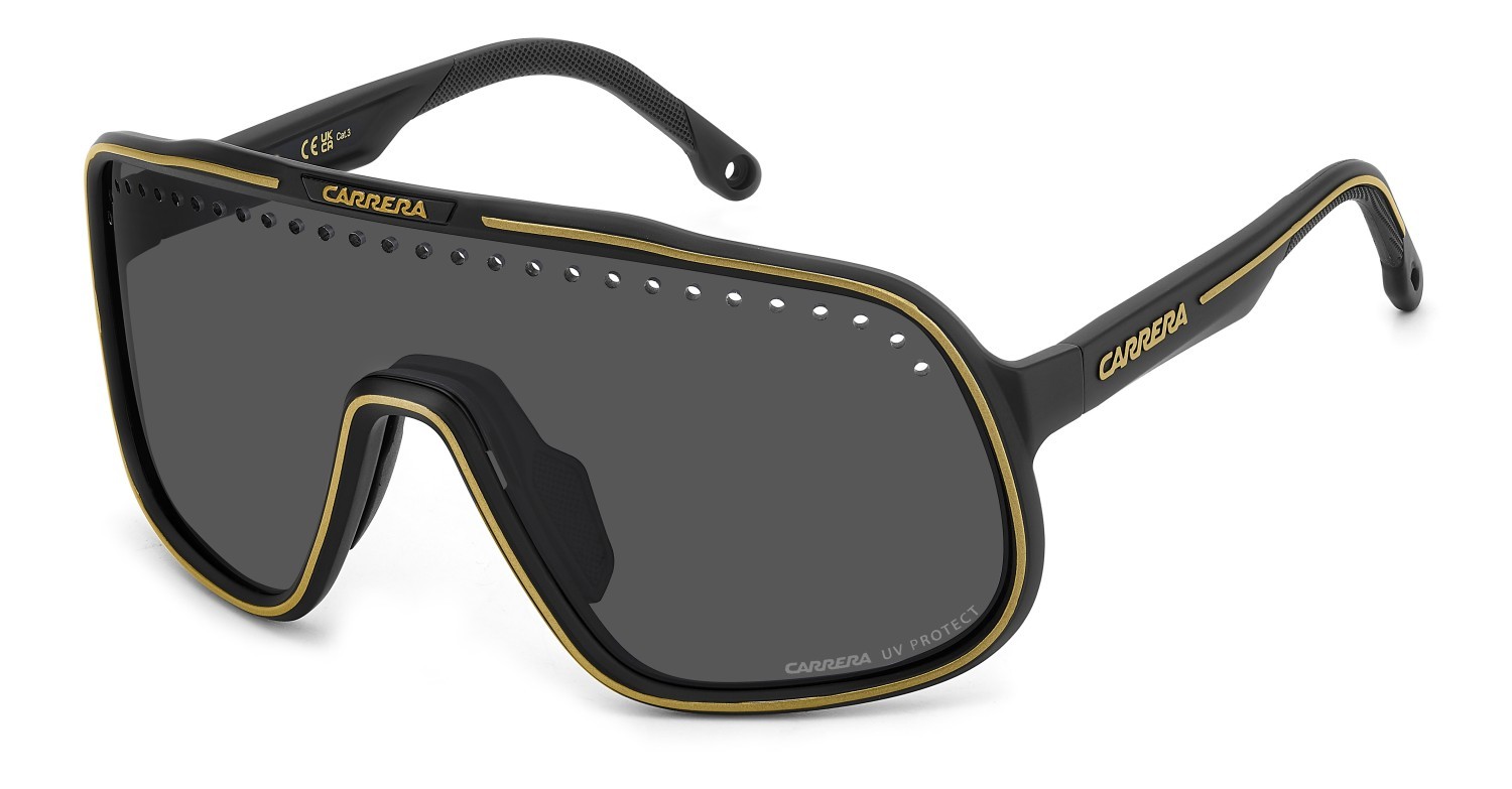 Sunglasses Carrera C Sport 02/S 207992 I46 IR color matte black gold shape mask lenses grey