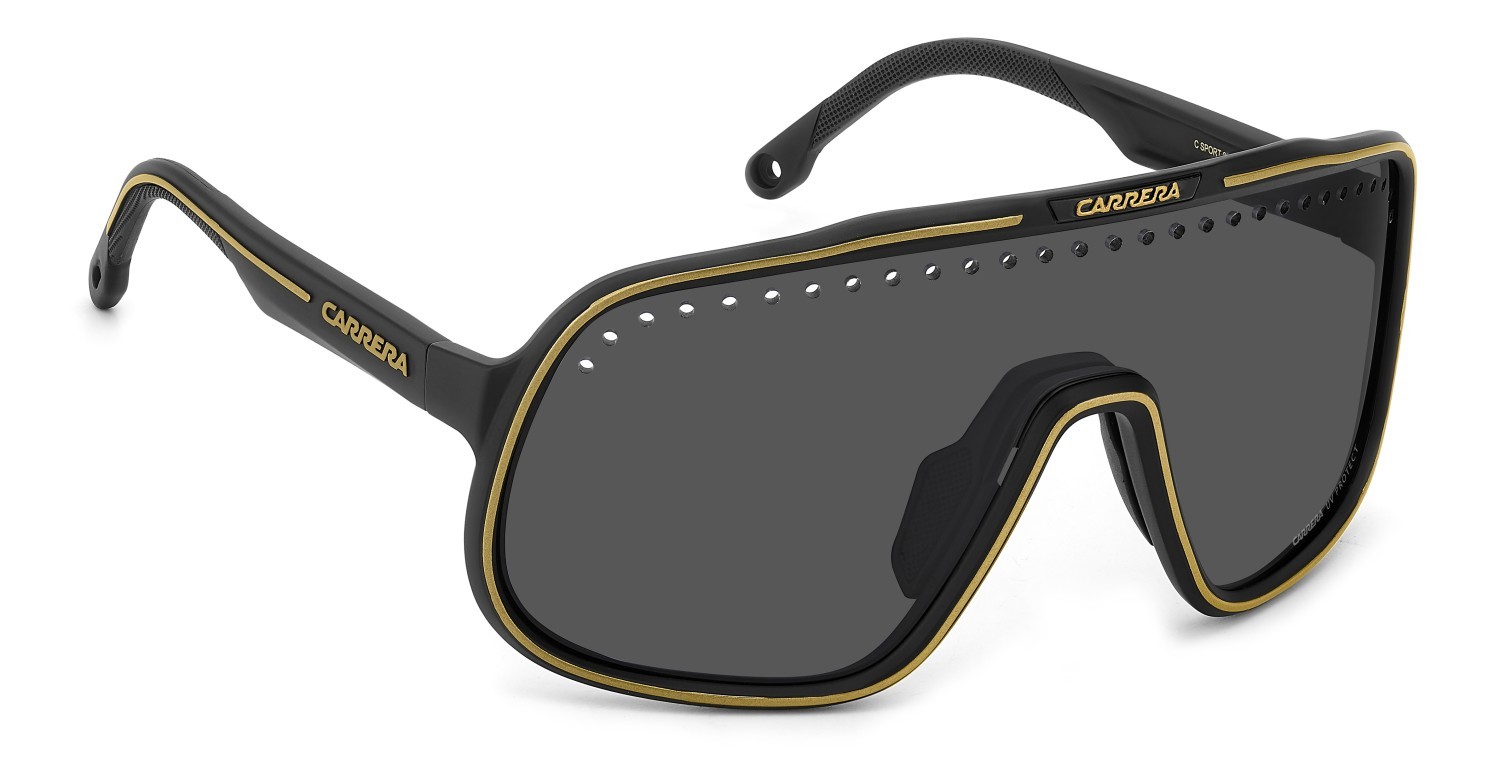 Sunglasses Carrera C Sport 02/S 207992 I46 IR color matte black gold shape mask lenses grey