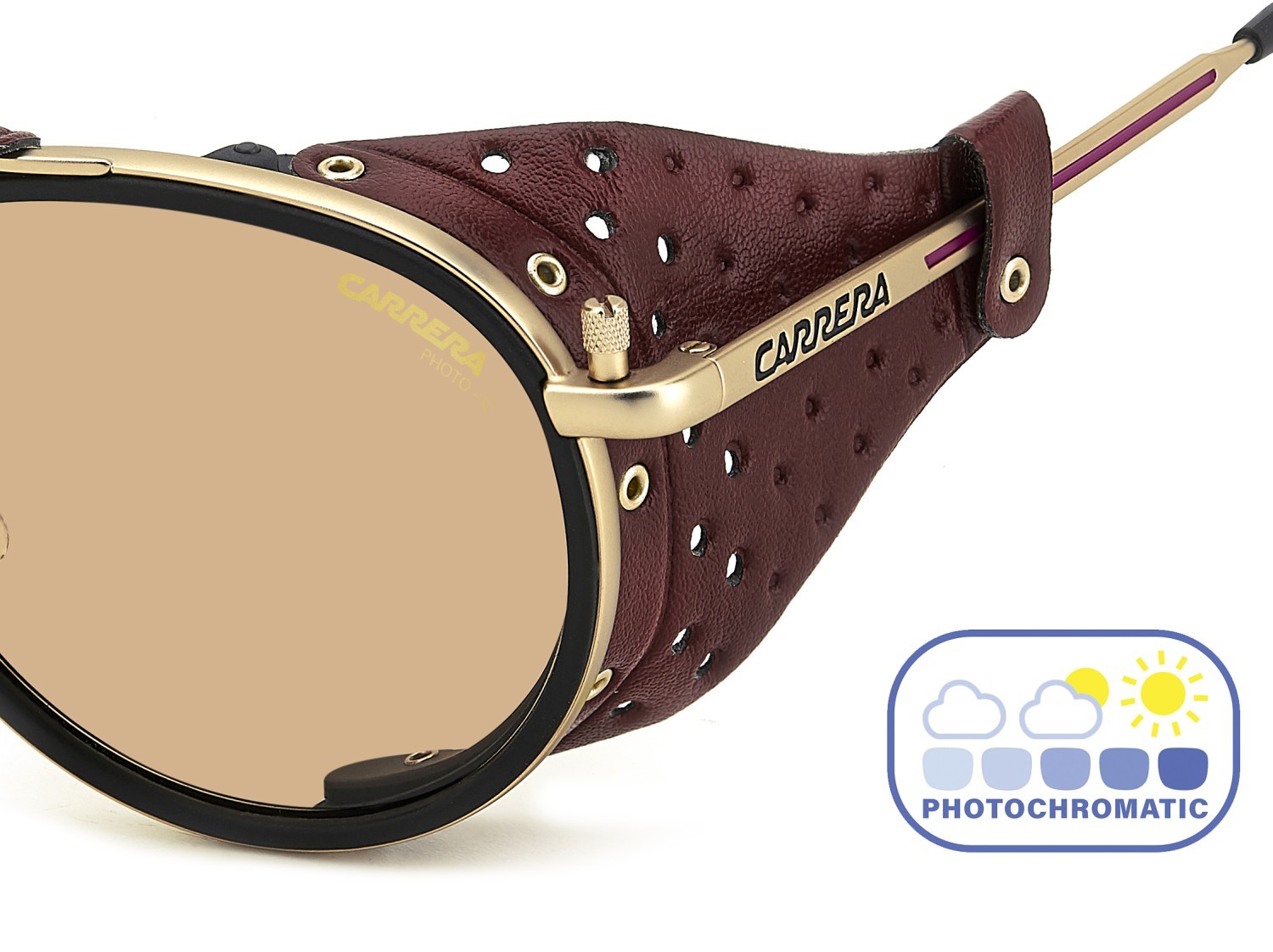 Occhiali da sole Carrera C Sport 05/S 207993 NOA N8 colore gold burgundy forma pantos lenti orange photochromatic