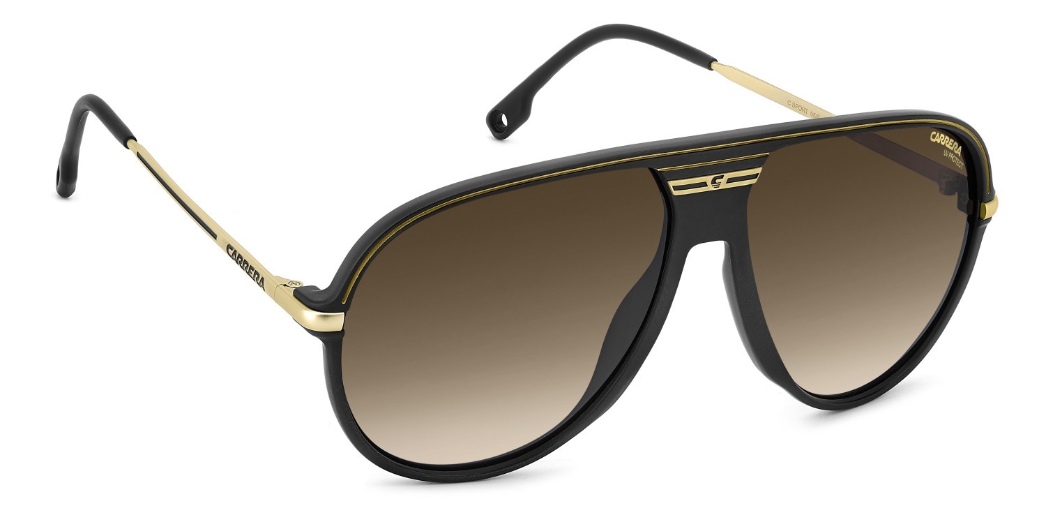 Occhiali da sole Carrera C Sport 06/S 207994 I46 86 colore matte black gold forma aviator lenti black brown green antireflex