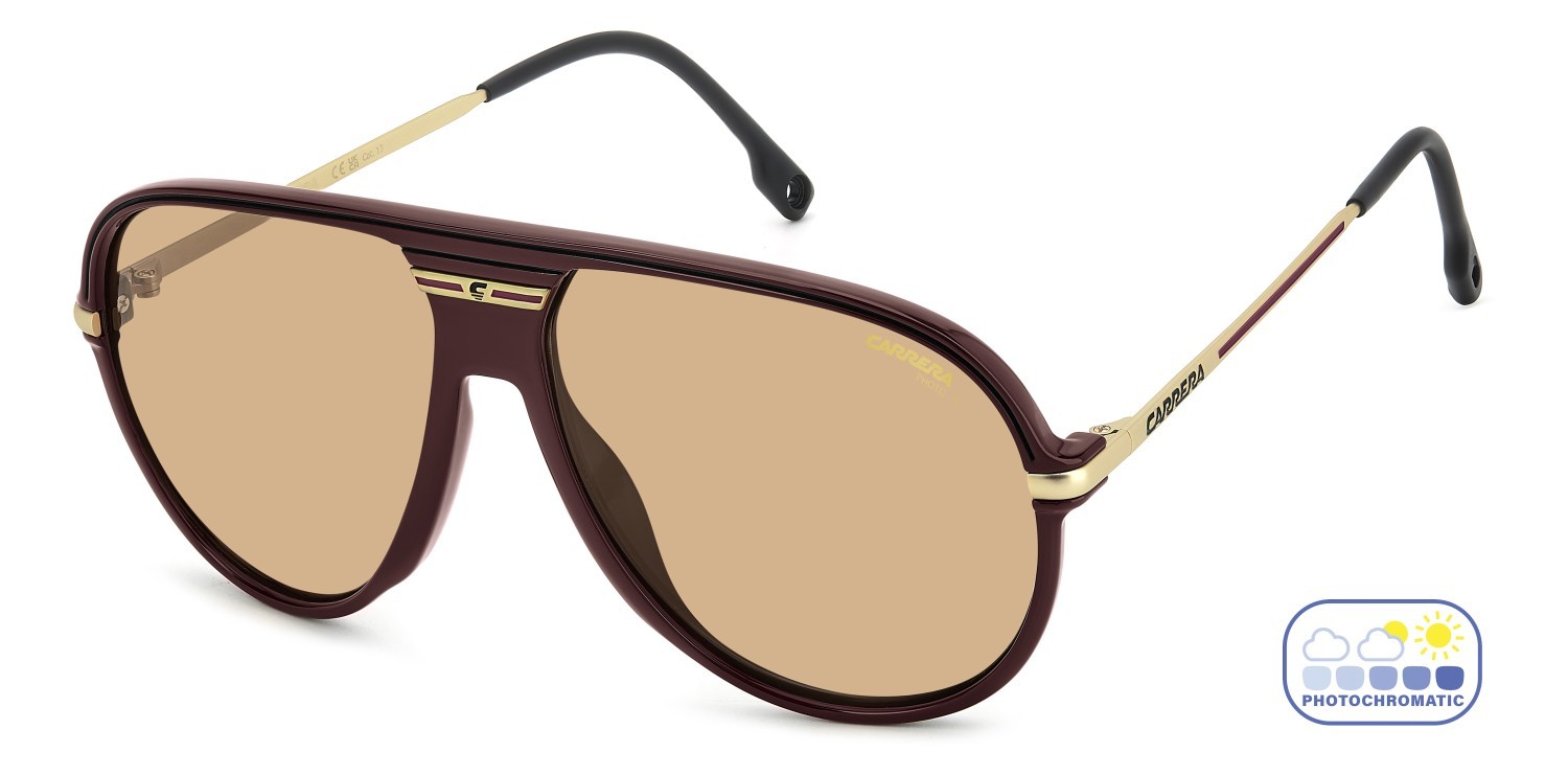Sunglasses Carrera C Sport 06/S 207994 LHF N8 color burgundy shape aviator lenses orange photochromatic