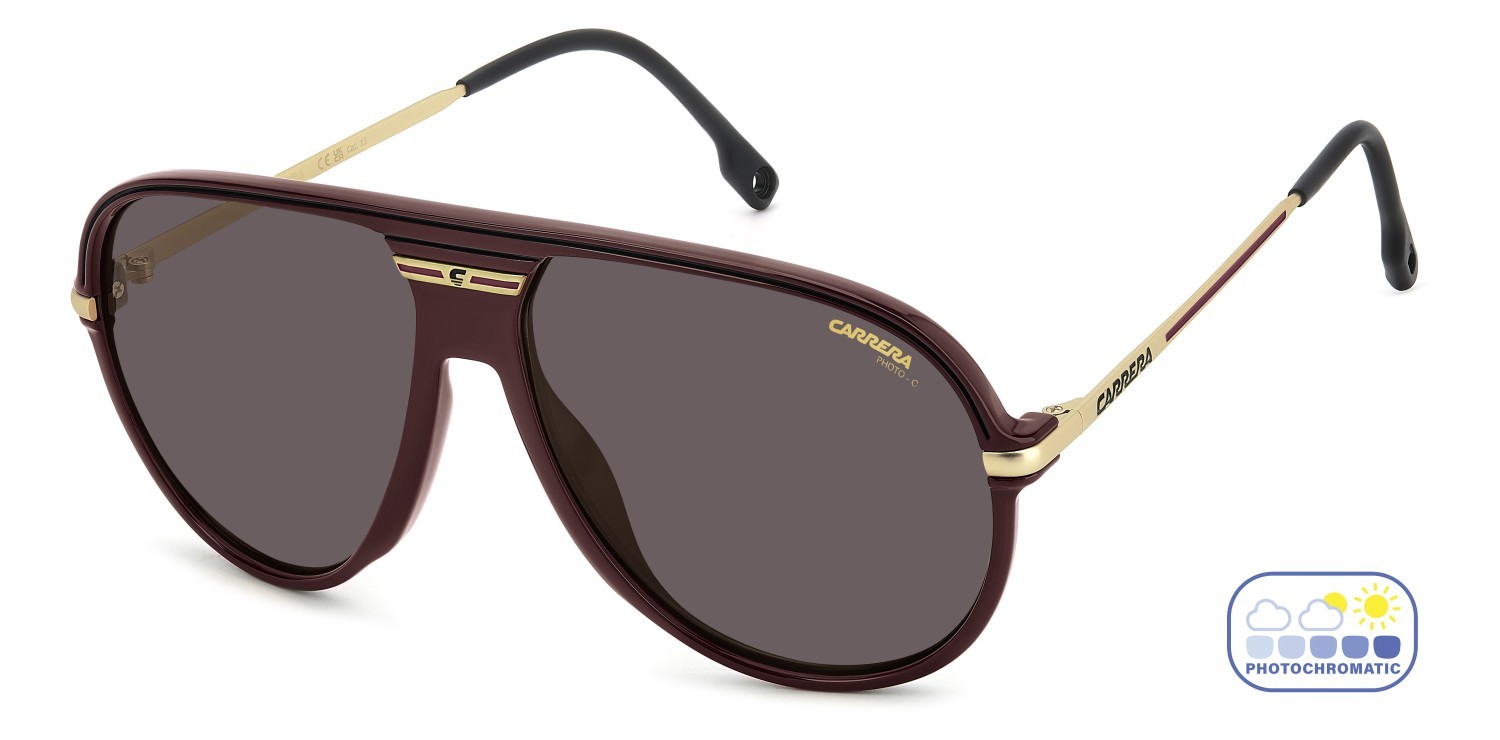 Sunglasses Carrera C Sport 06/S 207994 LHF N8 color burgundy shape aviator lenses orange photochromatic