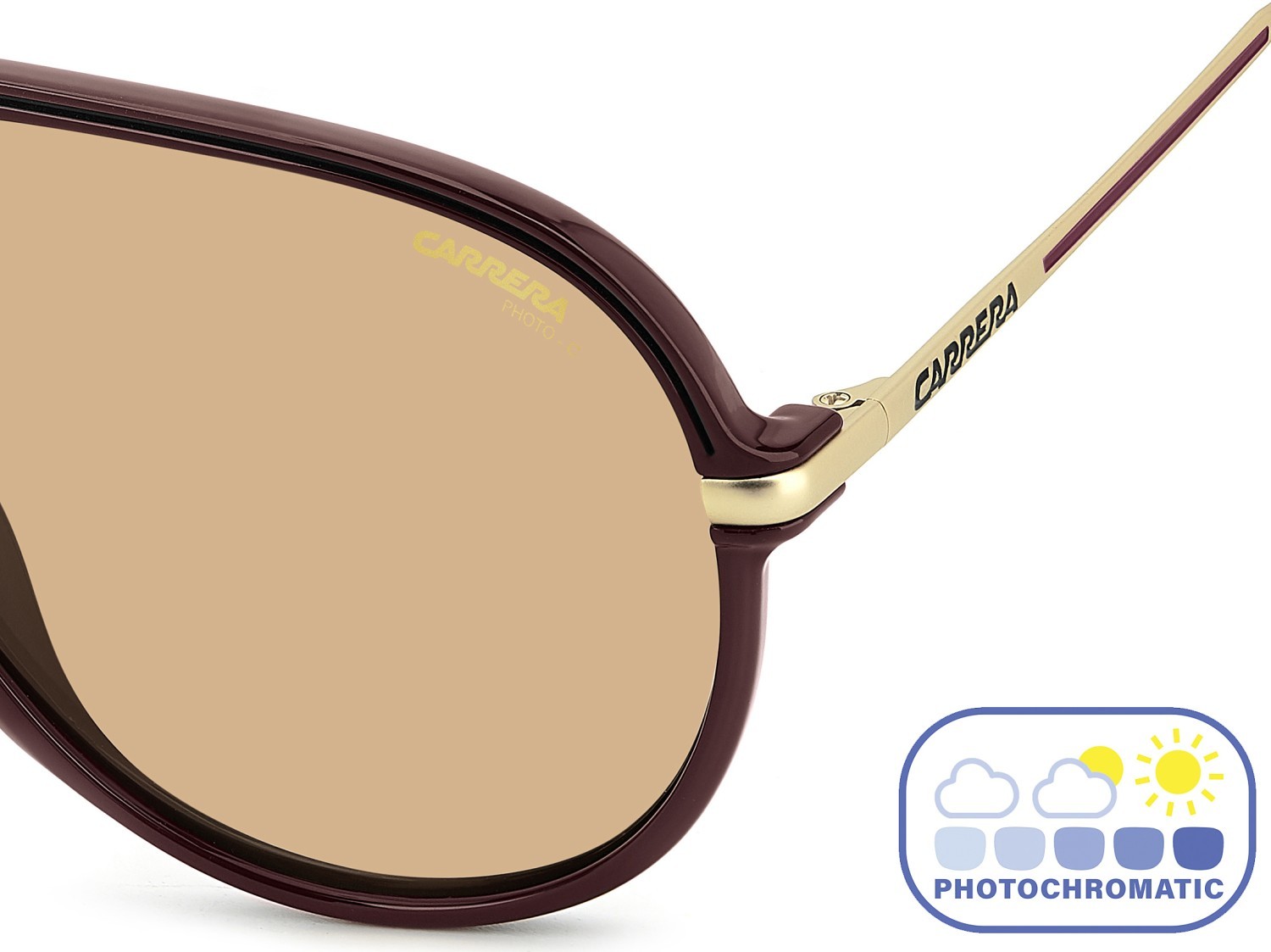 Sunglasses Carrera C Sport 06/S 207994 LHF N8 color burgundy shape aviator lenses orange photochromatic