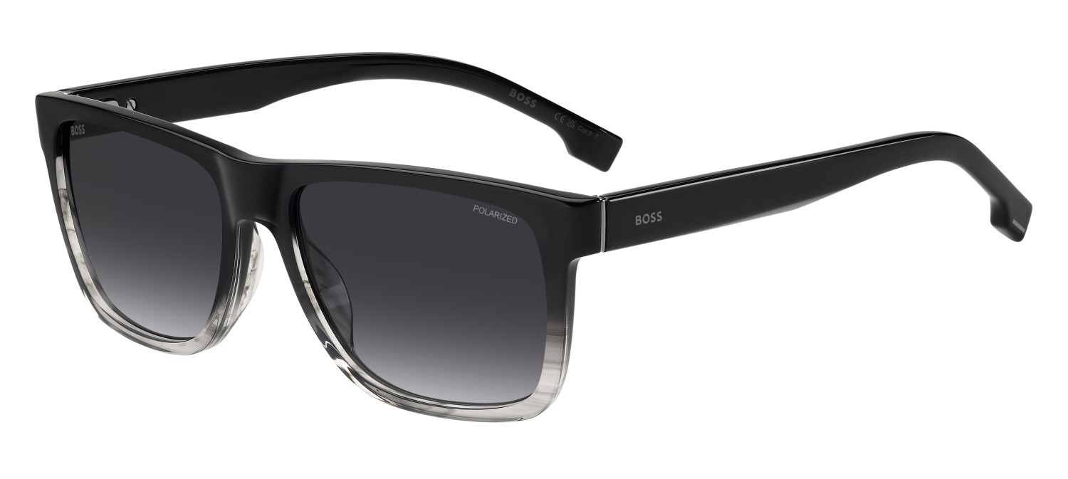 Occhiali da sole Hugo Boss 1759/G 207995 EDM WJ colore black shaded grey forma rettangolare lenti grey shaded polarized