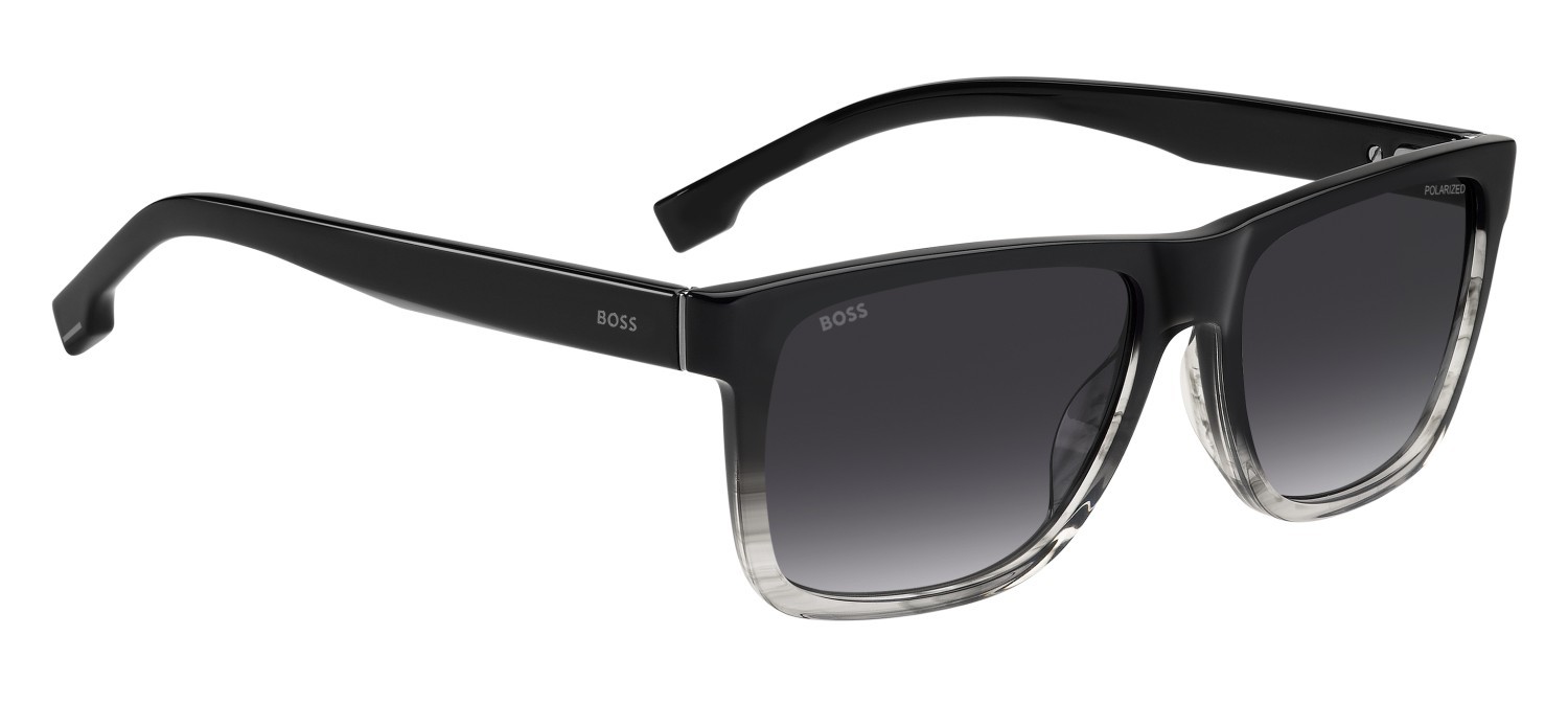 Occhiali da sole Hugo Boss 1759/G 207995 EDM WJ colore black shaded grey forma rettangolare lenti grey shaded polarized