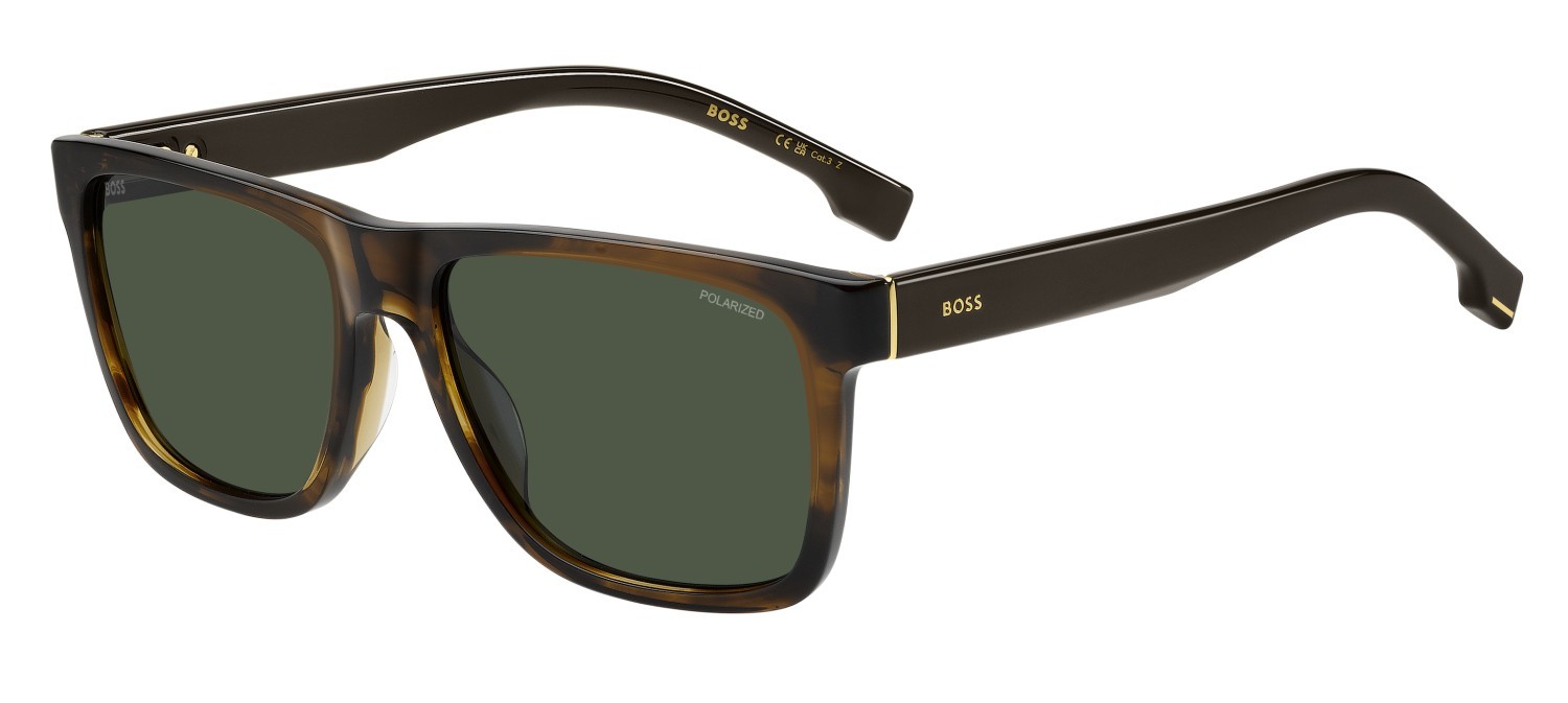 Sunglasses Hugo Boss 1759/G 207995 EX4 UC color brown horn shape rectangle lenses green polarized