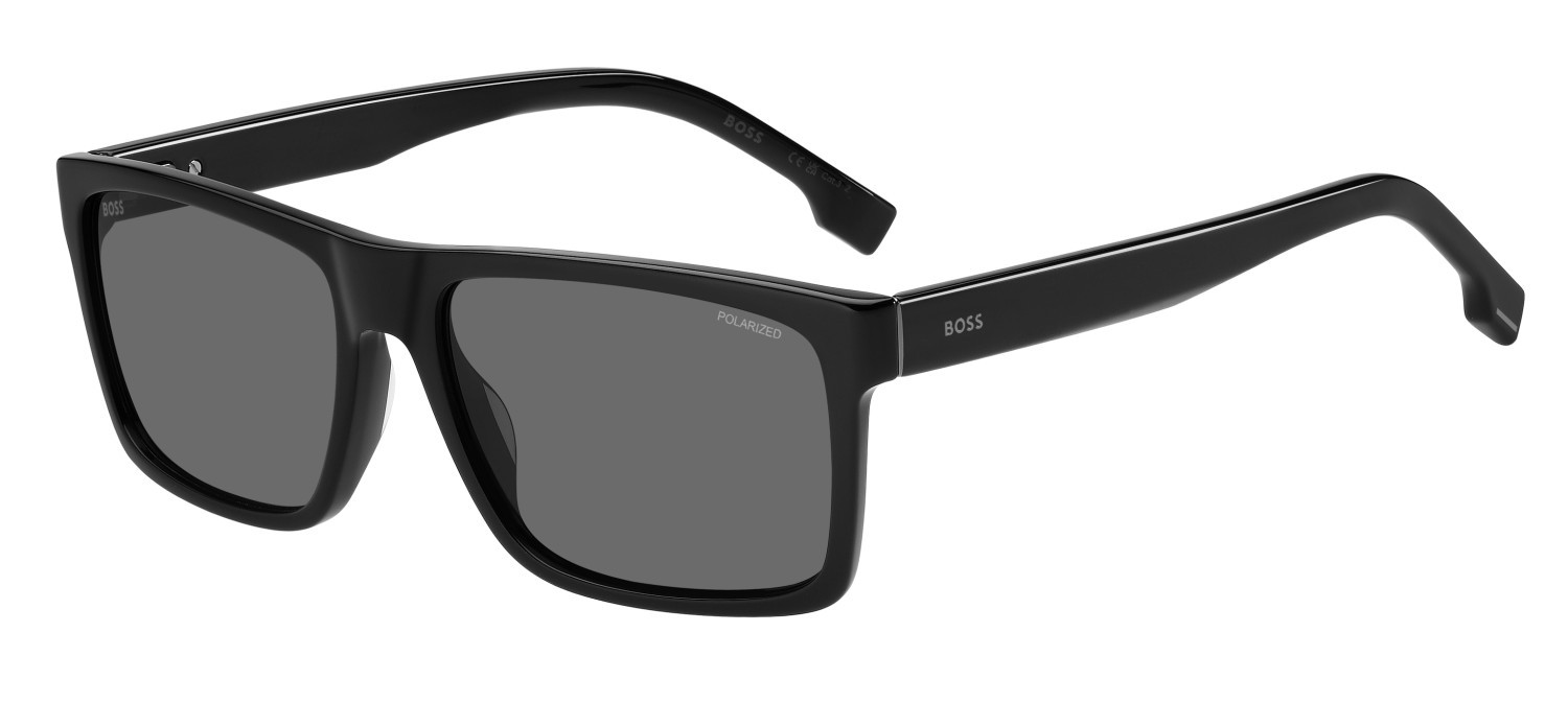 Sunglasses Hugo Boss 1760/G 207996 807 M9 color black shape rectangle lenses grey polarized