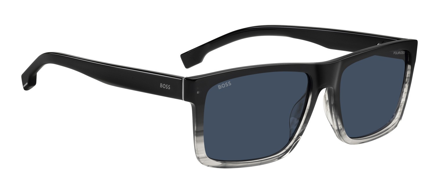 Sonnenbrillen Hugo Boss 1760/G 207996 EDM C3 farbe black shaded grey form rechteckig gläser blue polarized