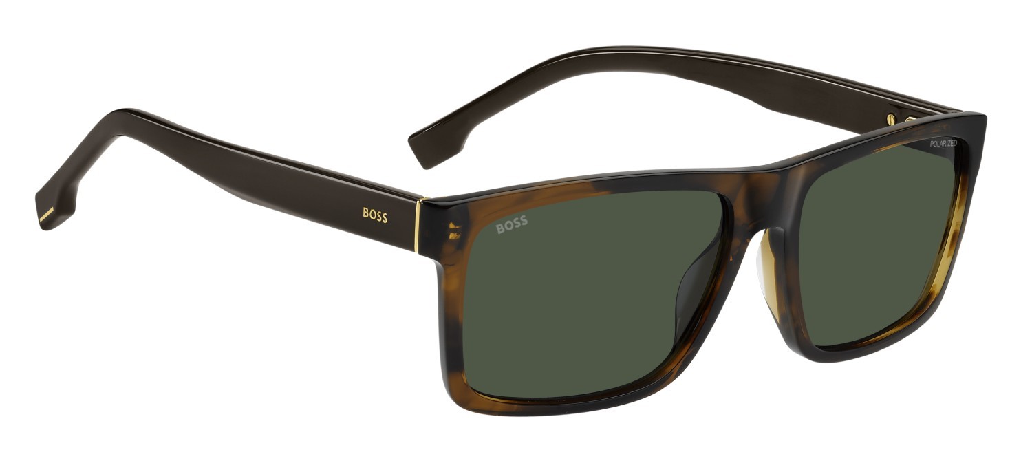 Occhiali da sole Hugo Boss 1760/G 207996 EX4 UC colore brown horn forma rettangolare lenti green polarized