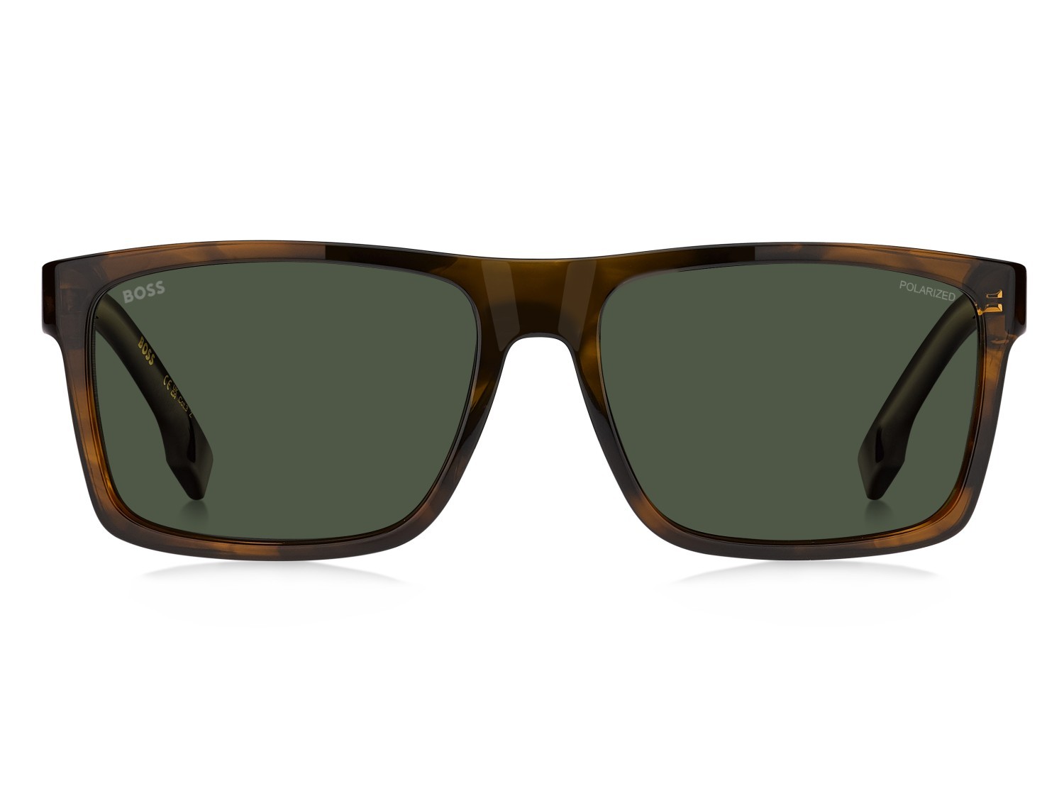Occhiali da sole Hugo Boss 1760/G 207996 EX4 UC colore brown horn forma rettangolare lenti green polarized