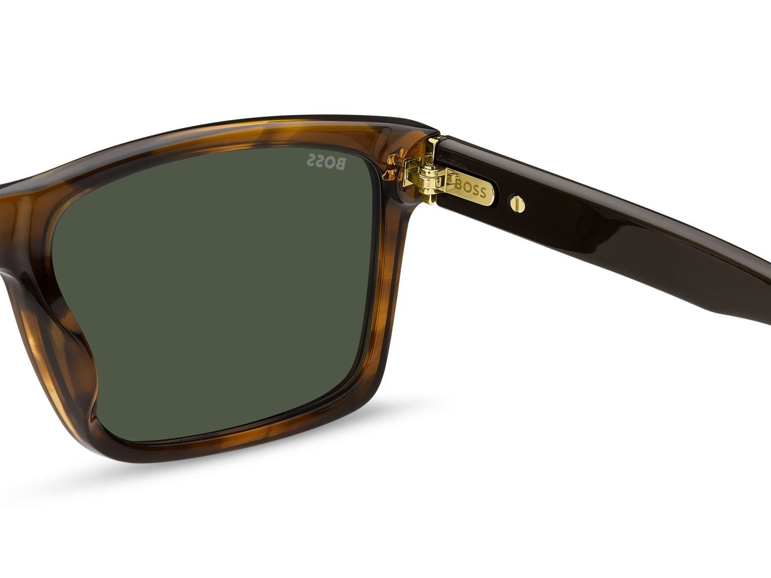 Occhiali da sole Hugo Boss 1760/G 207996 EX4 UC colore brown horn forma rettangolare lenti green polarized