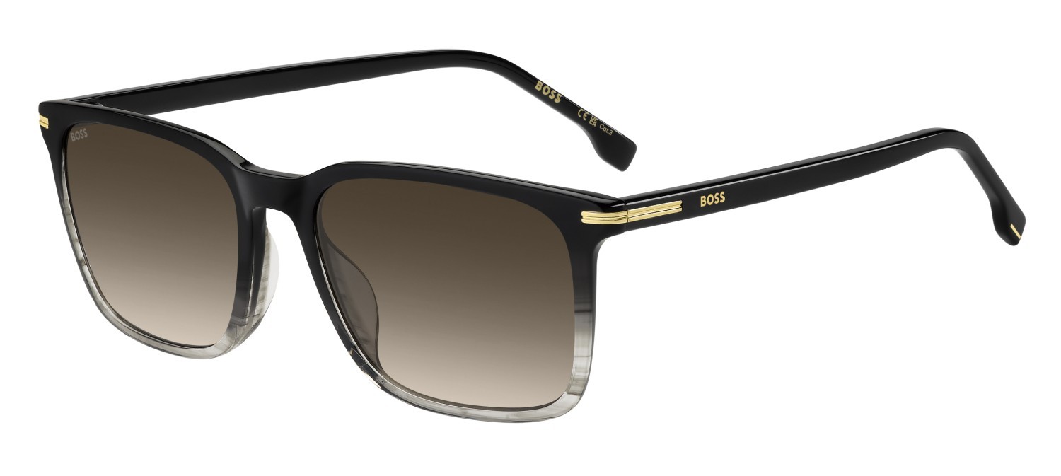 Sunglasses Hugo Boss 1749/G 207997 EDM HA color black shaded grey shape rectangle lenses brown shaded