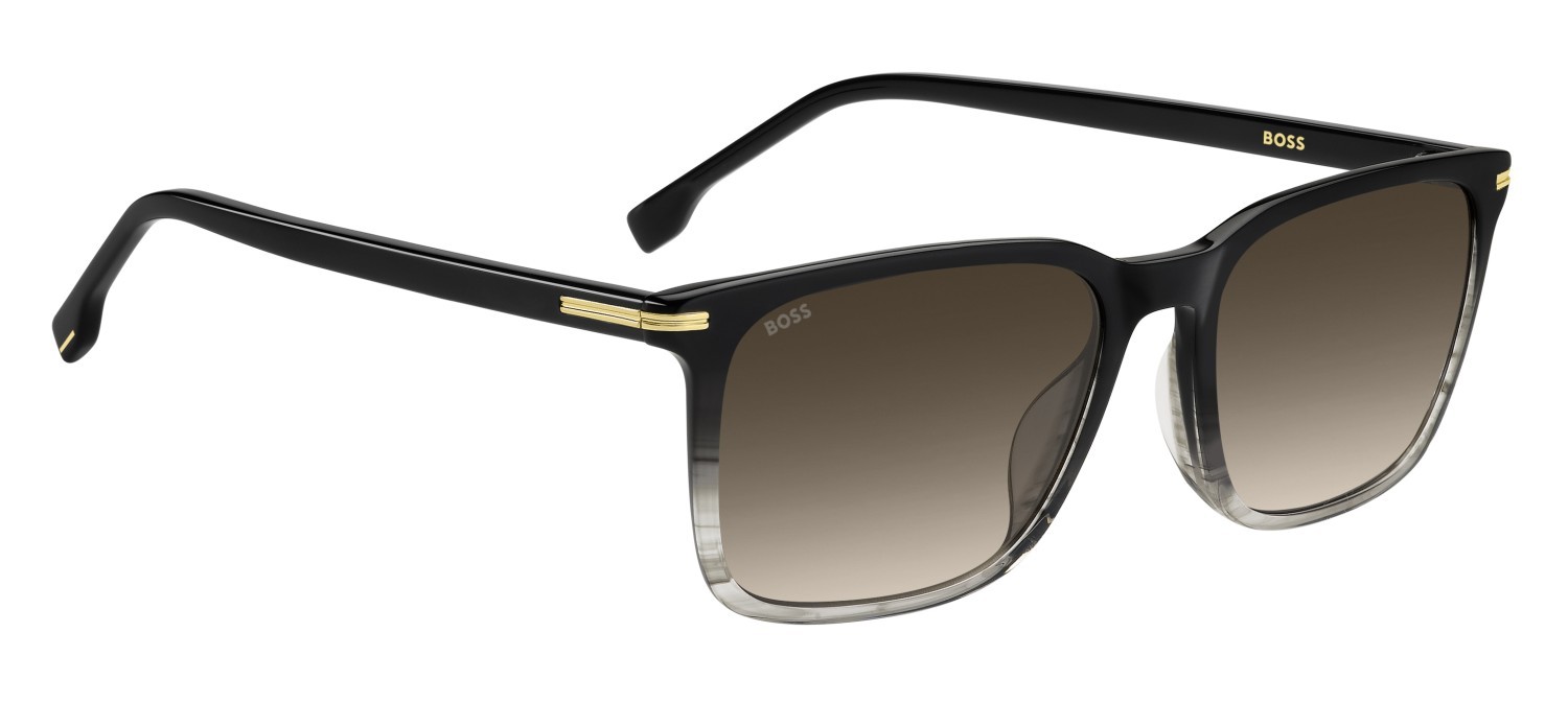 Sunglasses Hugo Boss 1749/G 207997 EDM HA color black shaded grey shape rectangle lenses brown shaded