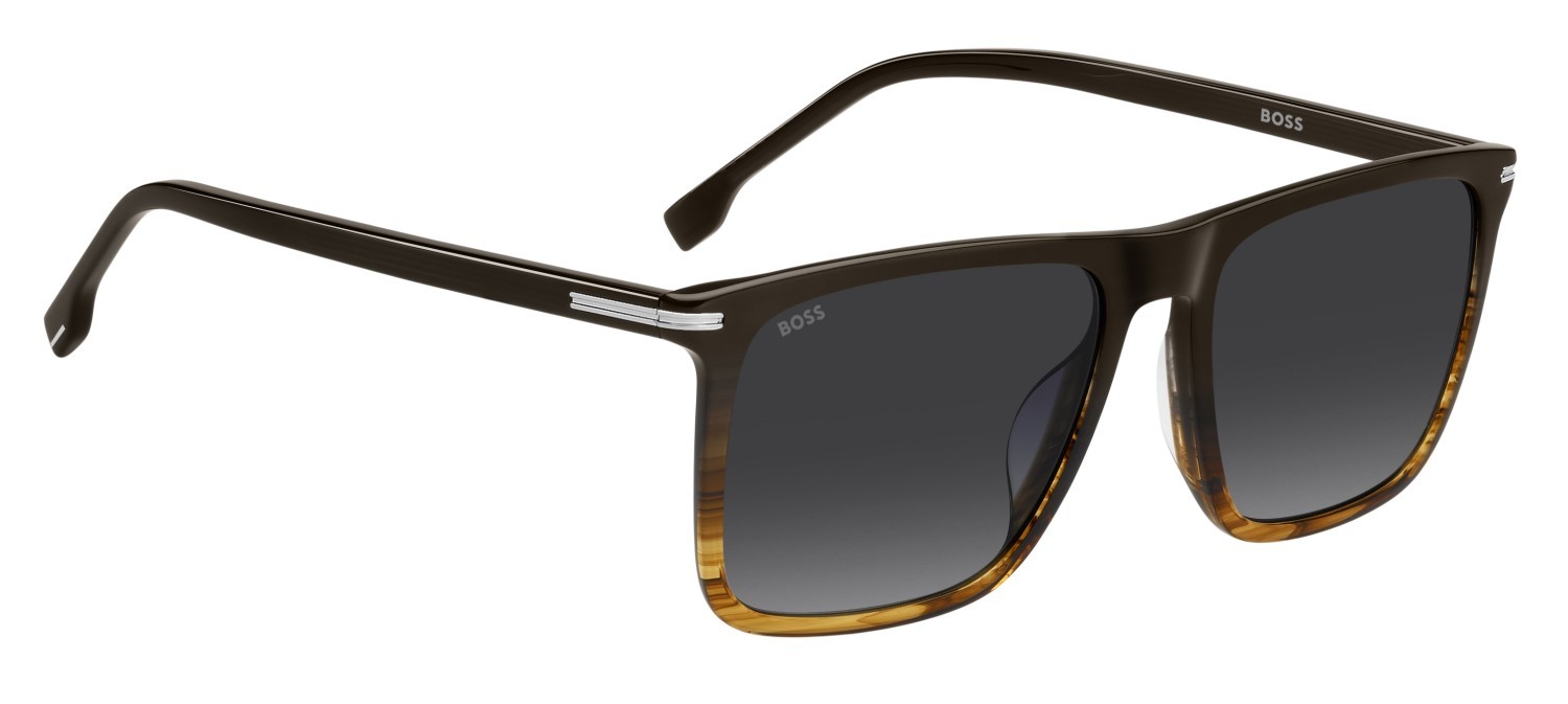 Occhiali da sole Hugo Boss 1750/G 207998 NNG 9O colore brown shaded horn forma quadrato lenti dark grey shaded