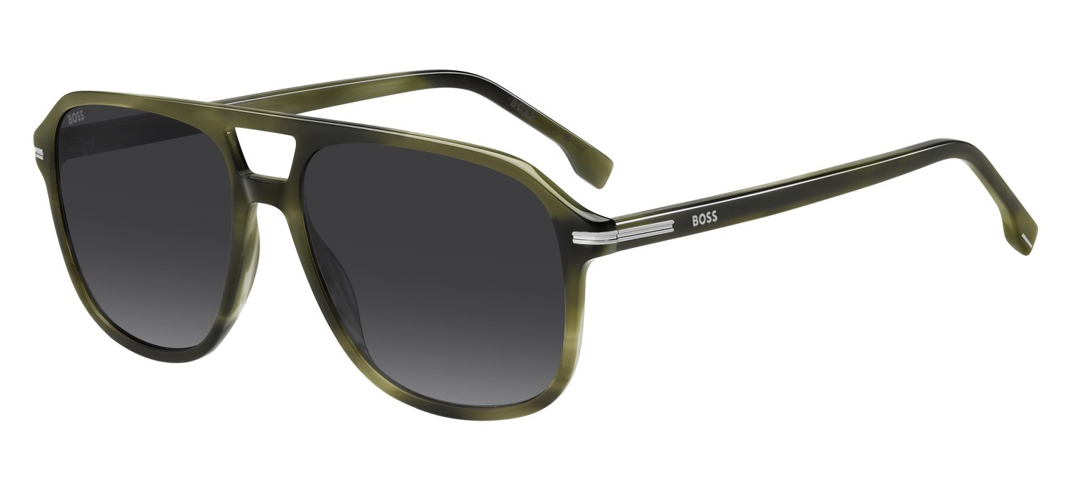 Occhiali da sole Hugo Boss 1751/S 207999 6AK 9O colore green horn forma quadrato lenti dark grey shaded