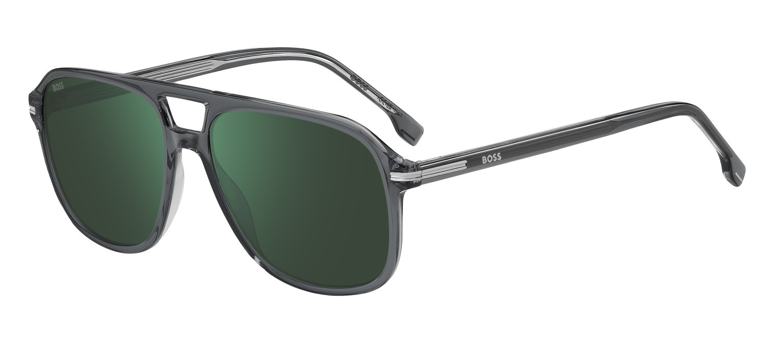 Occhiali da sole Hugo Boss 1751/S 207999 CBL MT colore grey crystal forma quadrato lenti green mirror