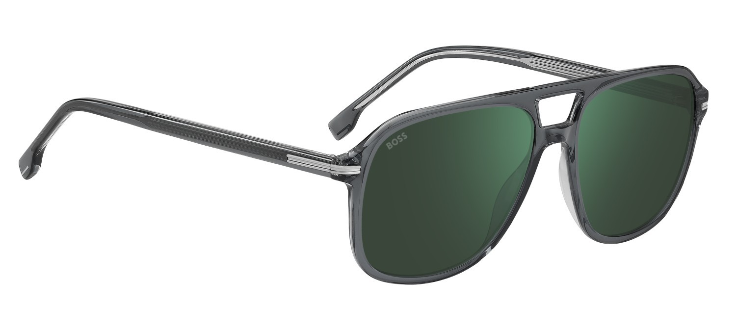 Occhiali da sole Hugo Boss 1751/S 207999 CBL MT colore grey crystal forma quadrato lenti green mirror