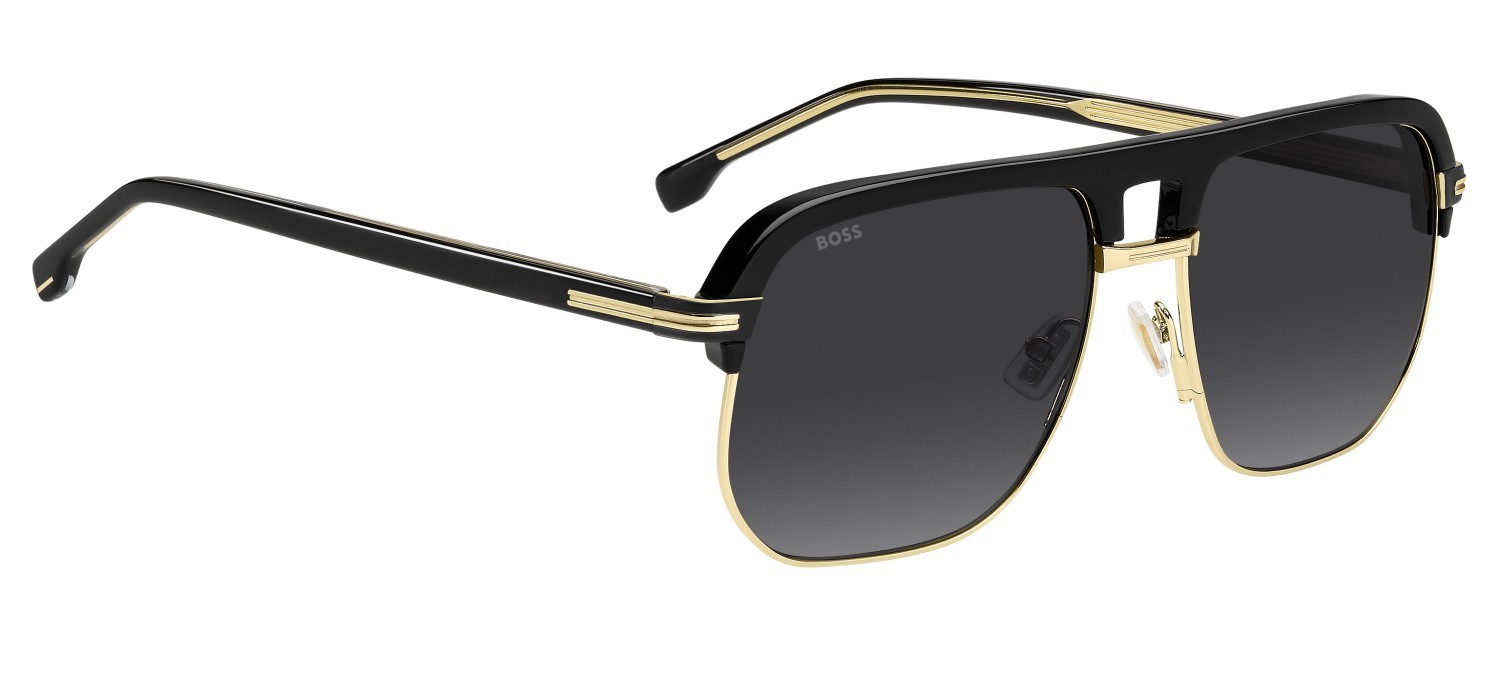 Sunglasses Hugo Boss 1752/S 208000 2M2 9O color black gold shape square lenses dark grey shaded
