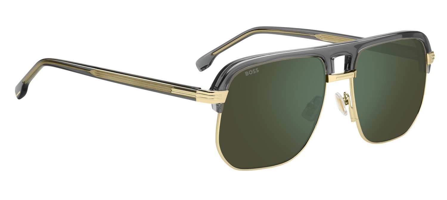 Sunglasses Hugo Boss 1752/S 208000 FT3 MT color grey gold shape square lenses green mirror