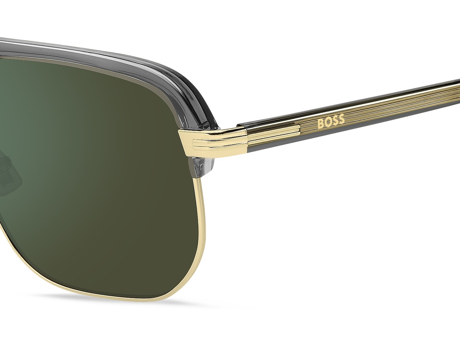 Sunglasses Hugo Boss 1752/S 208000 FT3 MT color grey gold shape square lenses green mirror