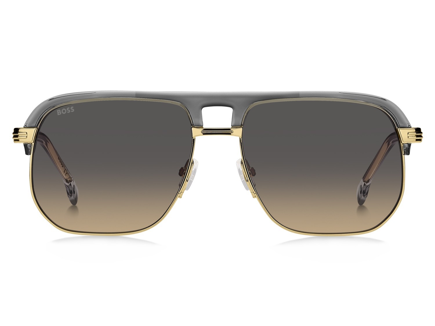 Sunglasses Hugo Boss 1752/S 208000 FT3 PR color grey gold shape square lenses grey brown doubleshade