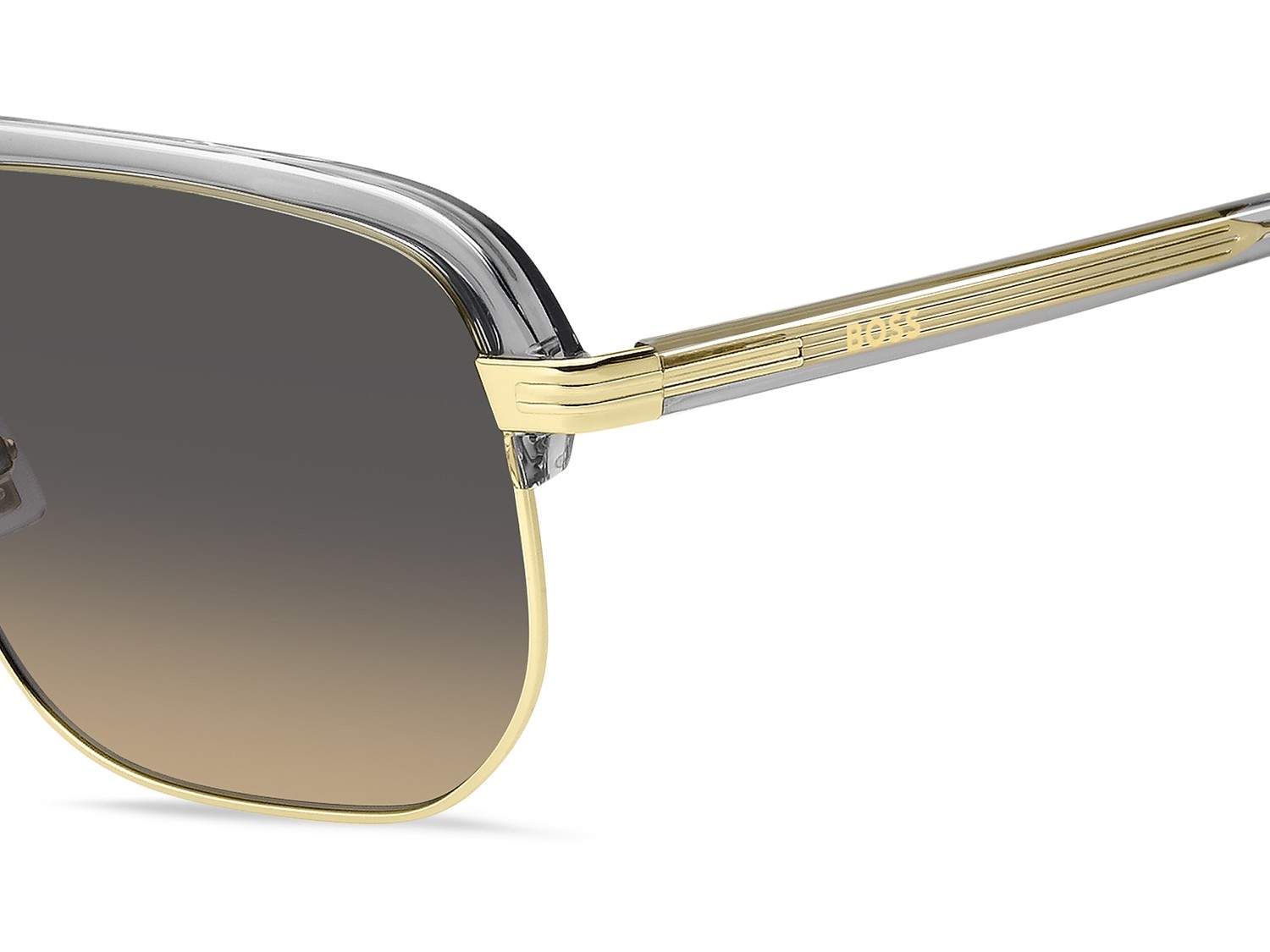 Sunglasses Hugo Boss 1752/S 208000 FT3 PR color grey gold shape square lenses grey brown doubleshade