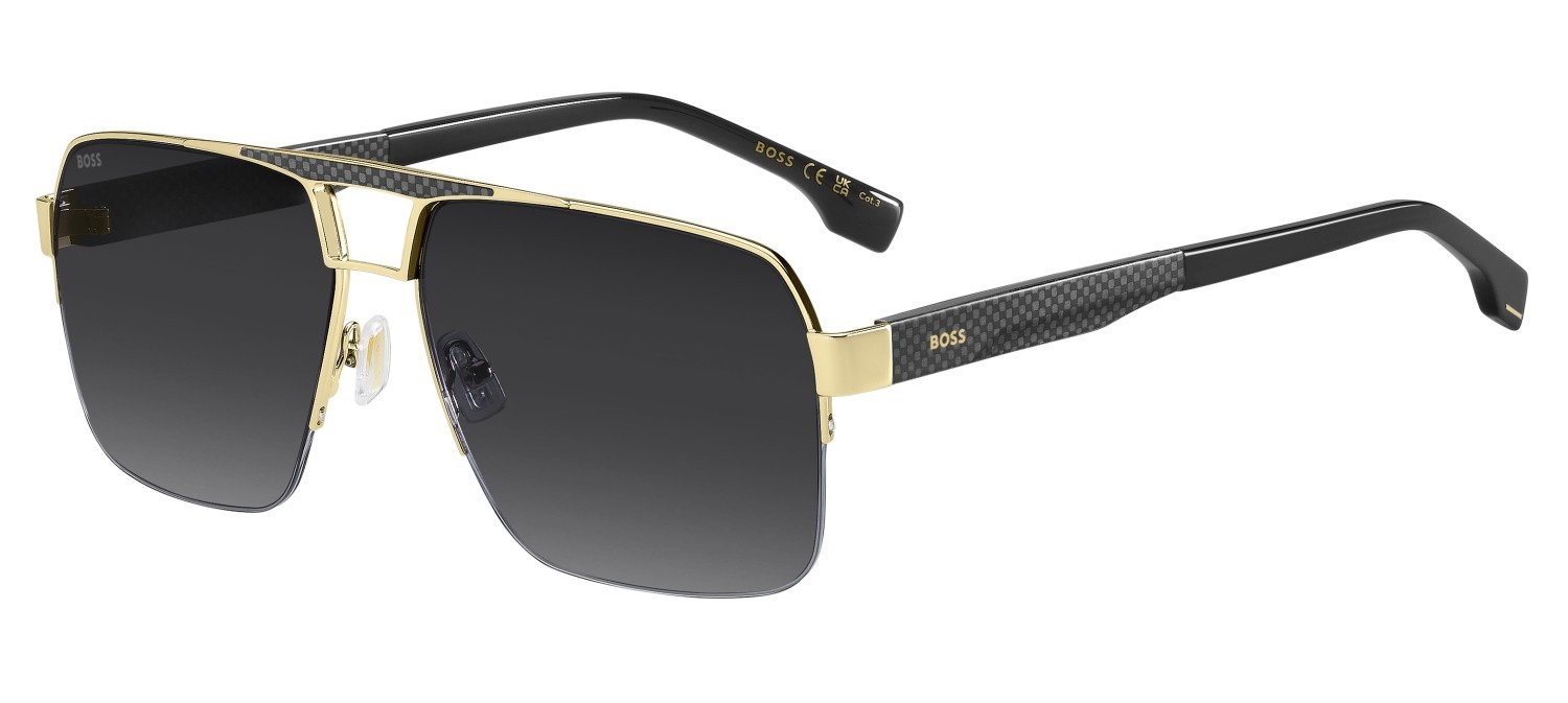 Occhiali da sole Hugo Boss 1767/S 208010 J5G 9O colore gold forma quadrato lenti dark grey shaded