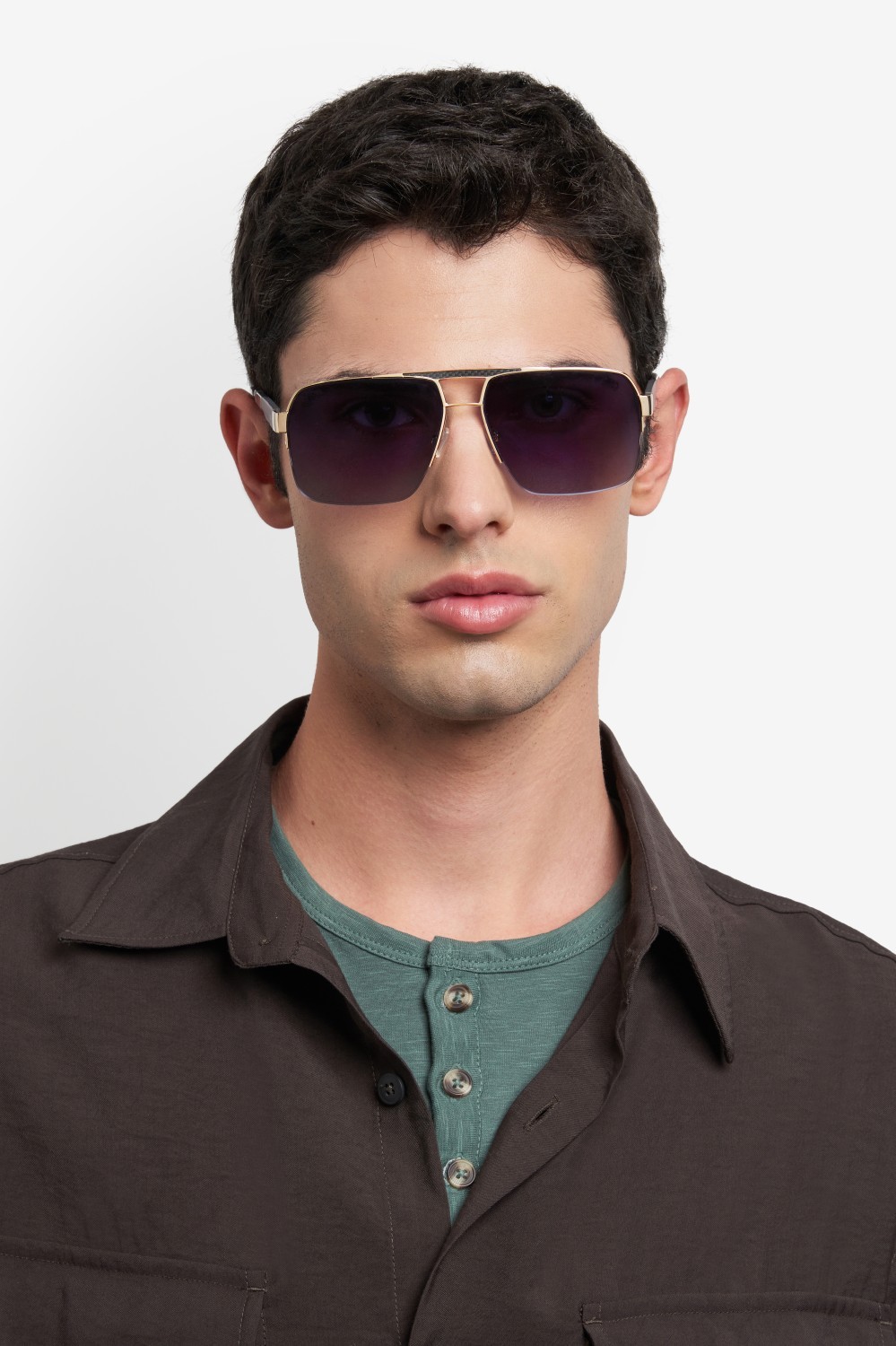 Occhiali da sole Hugo Boss 1767/S 208010 J5G 9O colore gold forma quadrato lenti dark grey shaded