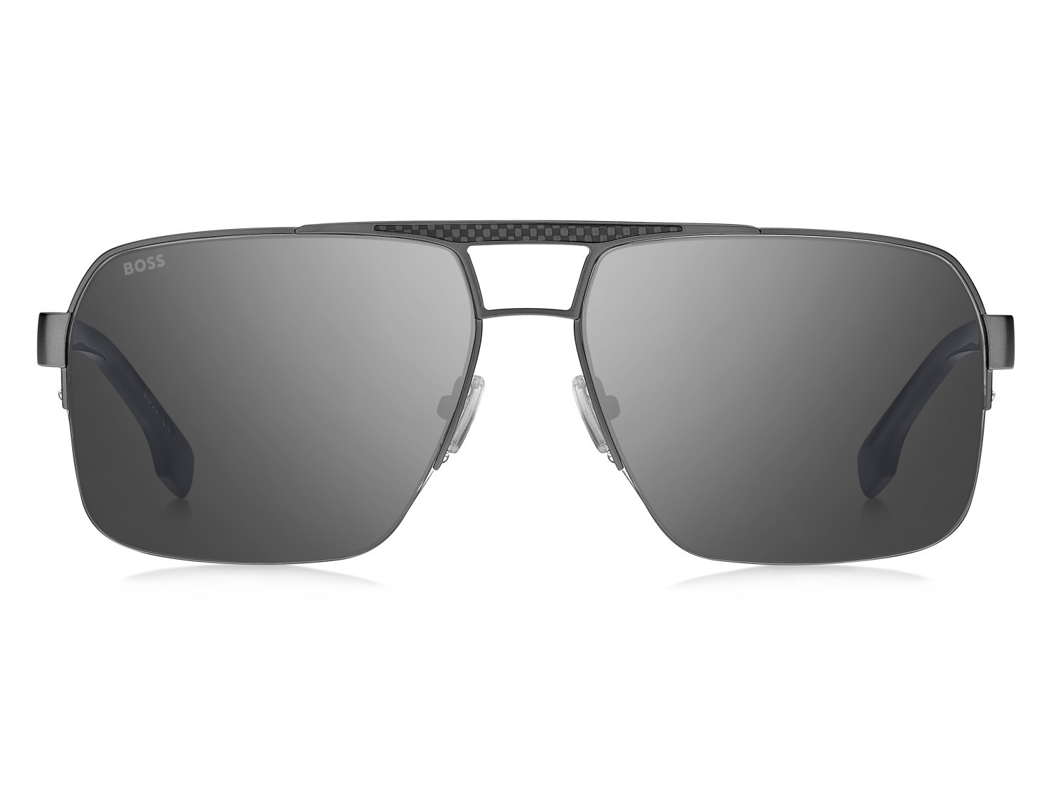 Sunglasses Hugo Boss 1767/S 208010 R80 T4 color matte dark ruthenium shape square lenses silver mirror