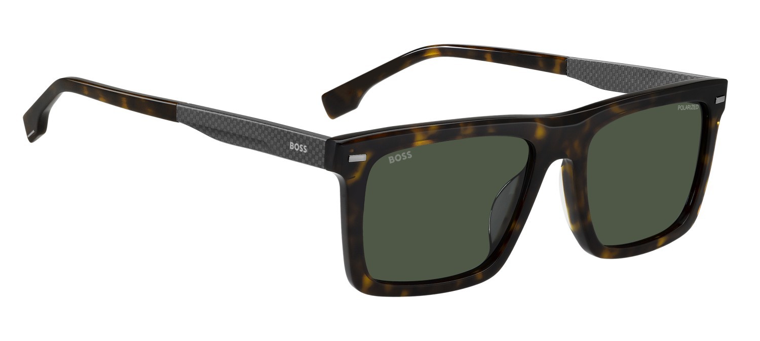Occhiali da sole Hugo Boss 1765/G 208011 086 UC colore havana forma rettangolare lenti green polarized