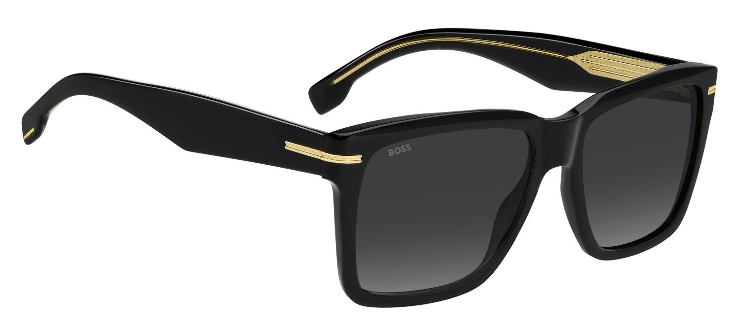 Sunglasses Hugo Boss 1745/S 208012 807 1I color black shape rectangle lenses brown sol-x