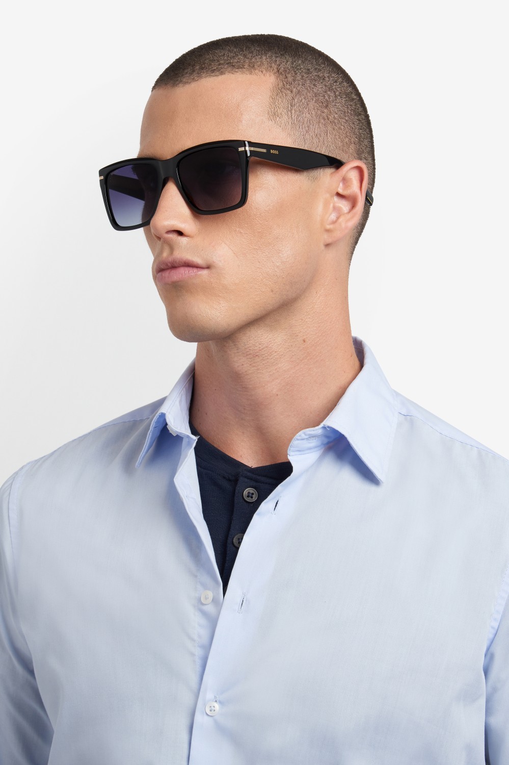 Sunglasses Hugo Boss 1745/S 208012 807 1I color black shape rectangle lenses brown sol-x