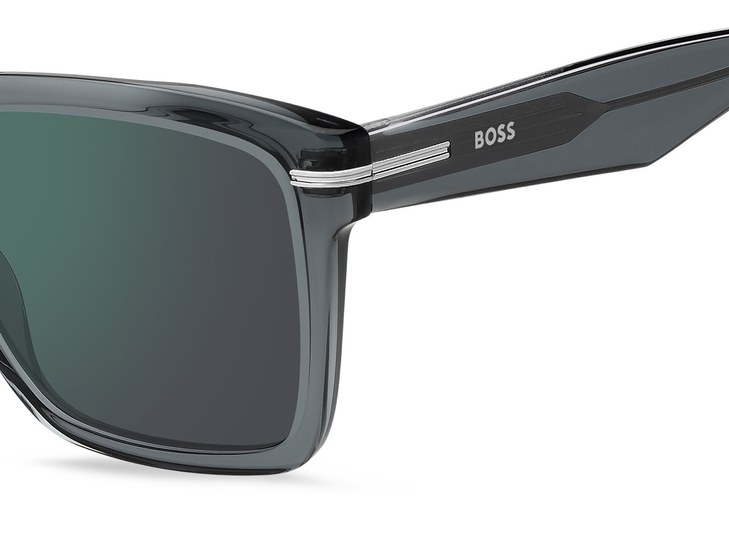 Occhiali da sole Hugo Boss 1745/S 208012 KB7 2G colore grey forma rettangolare lenti green mirror antireflex