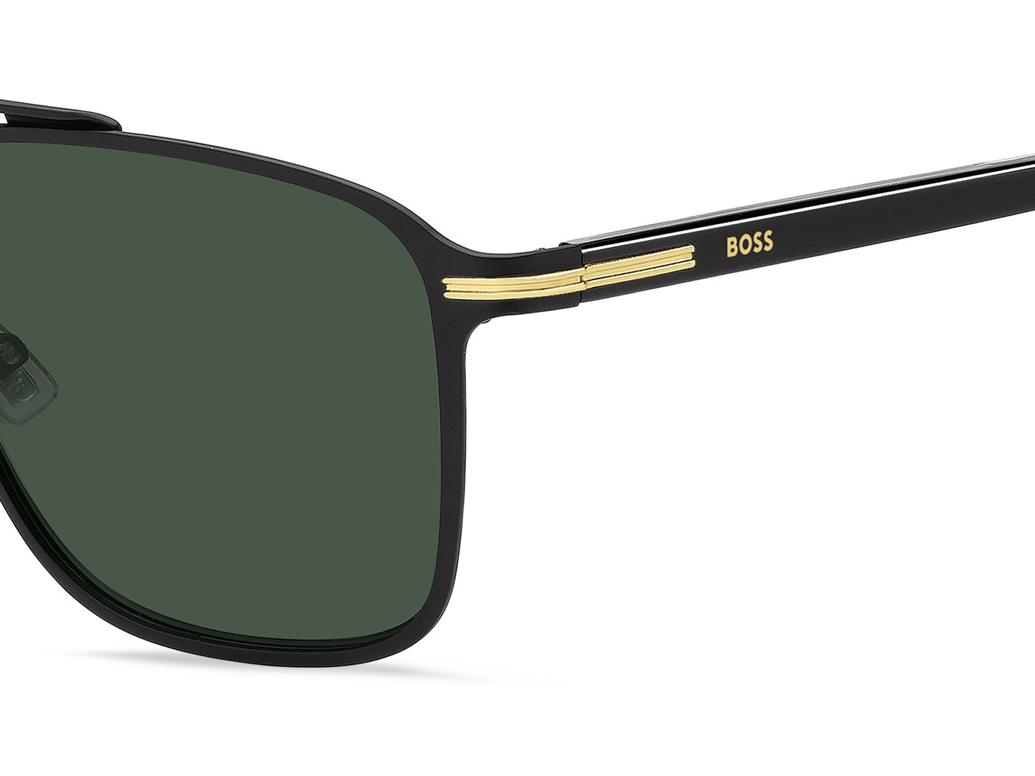 Occhiali da sole Hugo Boss 1748/S 208014 I46 QT colore matte black gold forma rettangolare lenti green