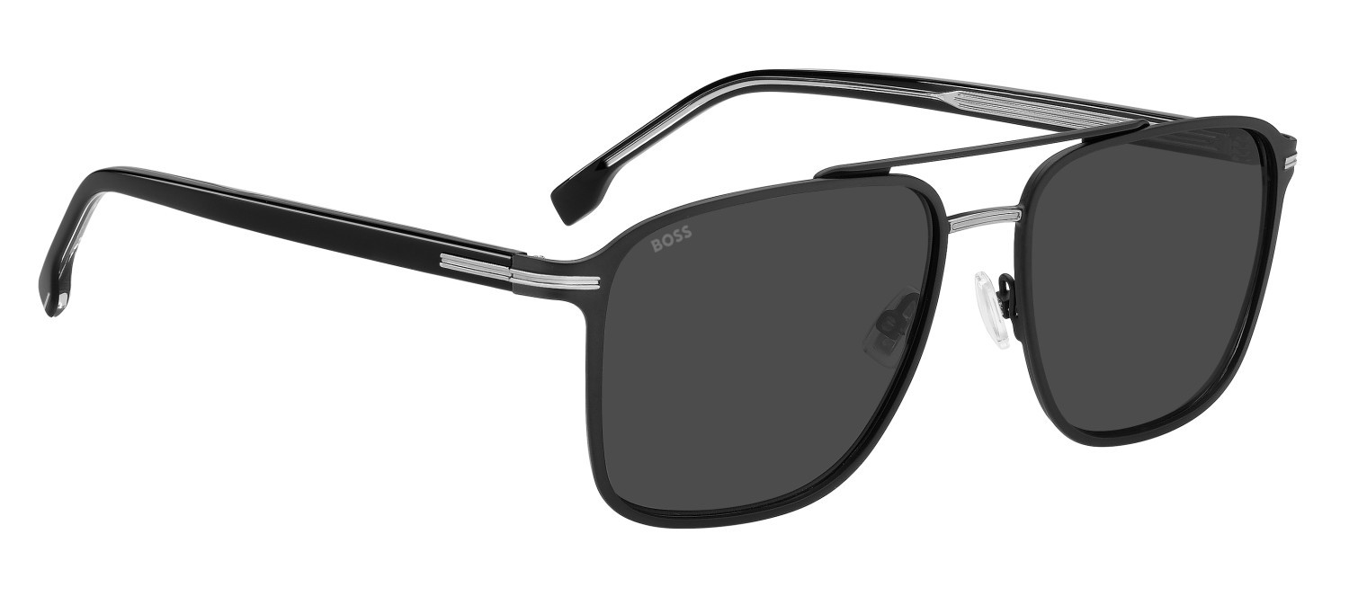 Occhiali da sole Hugo Boss 1748/S 208014 TI7 IR colore matte black ruthenium forma rettangolare lenti grey