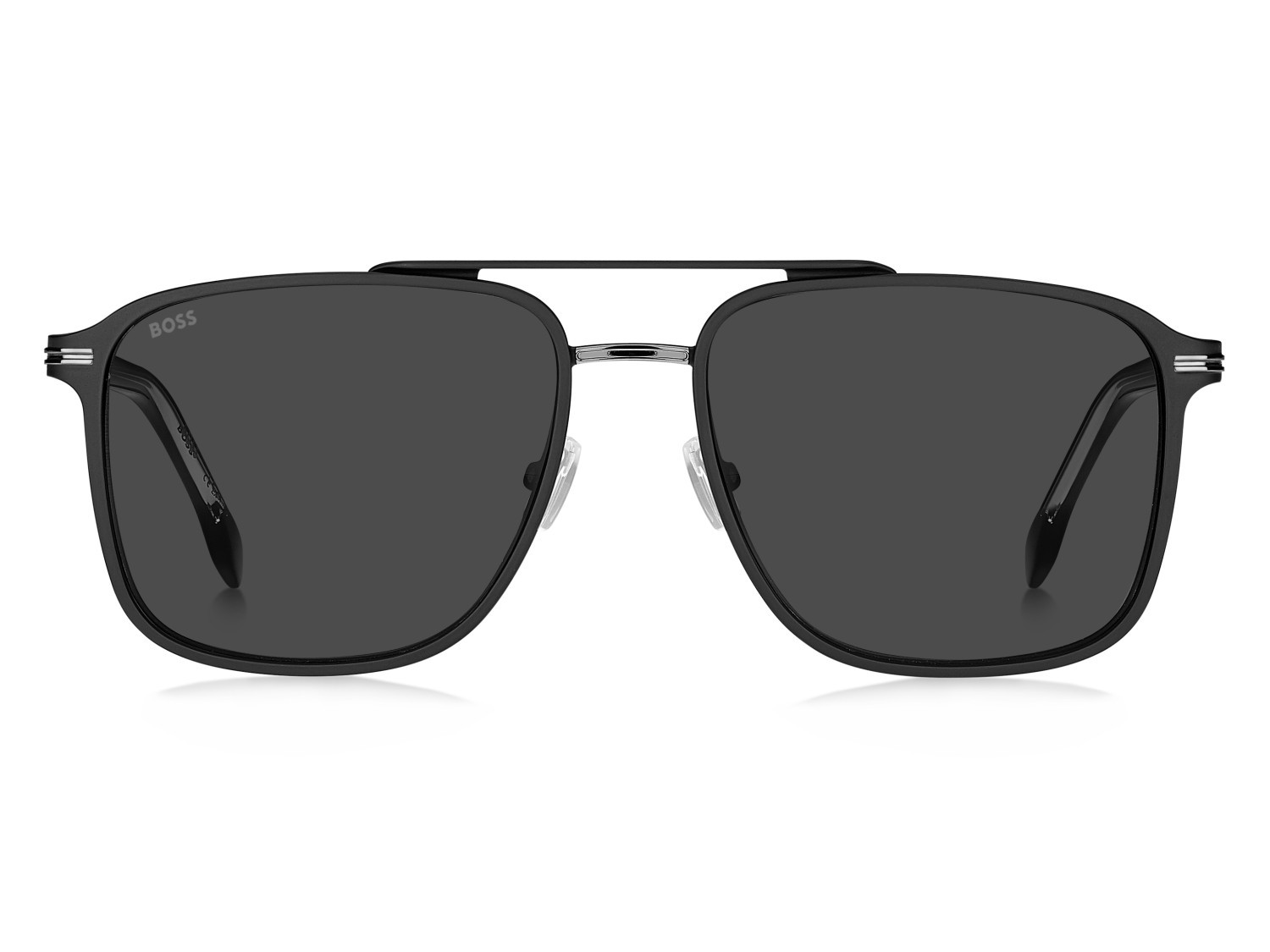 Occhiali da sole Hugo Boss 1748/S 208014 TI7 IR colore matte black ruthenium forma rettangolare lenti grey