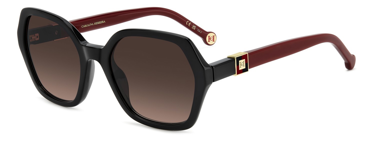 Occhiali da sole Carolina Herrera Her 0298/G 208016 OIT HA colore black red forma quadrato lenti brown shaded