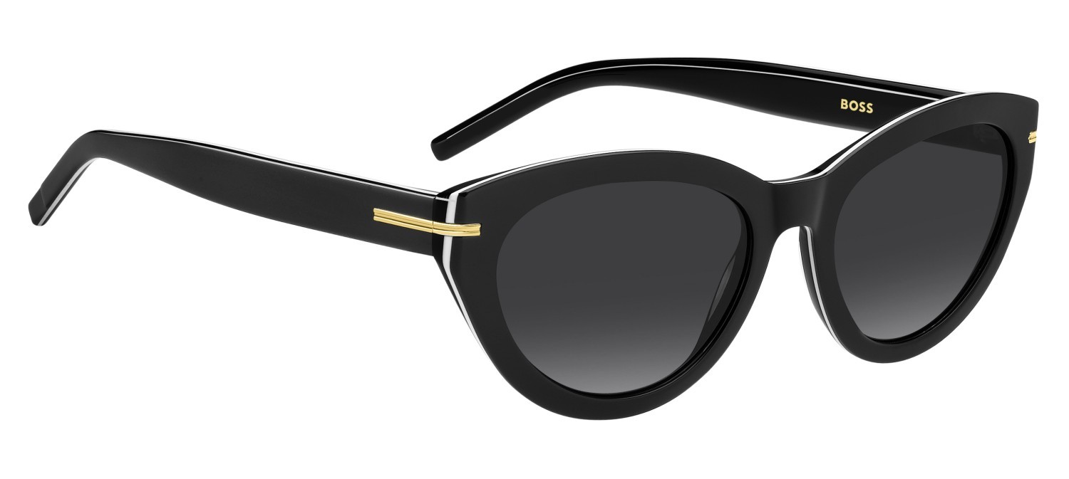 Occhiali da sole Hugo Boss 1779/S 208018 P56 9O colore black white black forma ovale lenti dark grey shaded