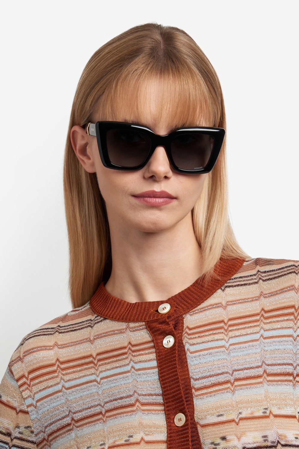 Occhiali da sole Missoni Mis 0214/S 208023 807 9O colore black forma cat eye lenti dark grey shaded