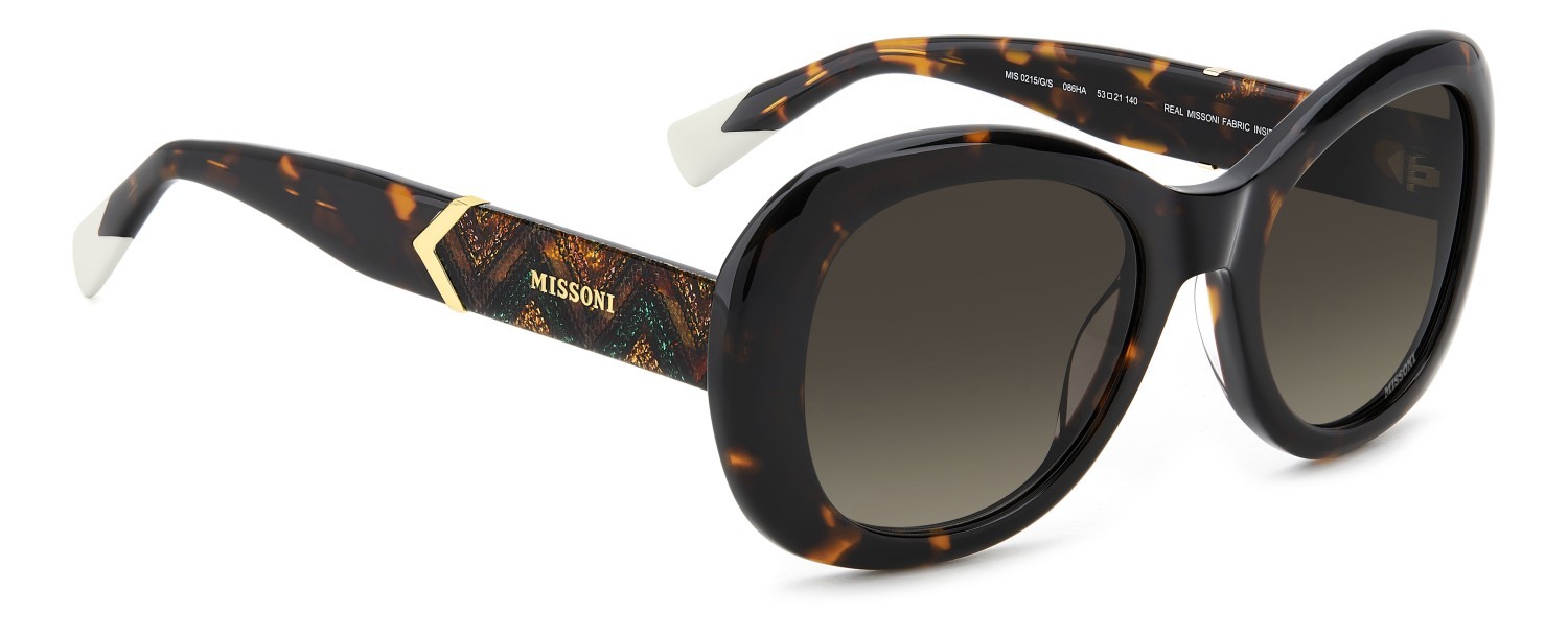 Occhiali da sole Missoni Mis 0215/G 208024 086 HA colore havana forma ovale lenti brown shaded