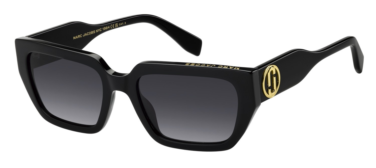 Occhiali da sole Marc Jacobs 809/S 208028 807 9O colore black forma rettangolare lenti dark grey shaded