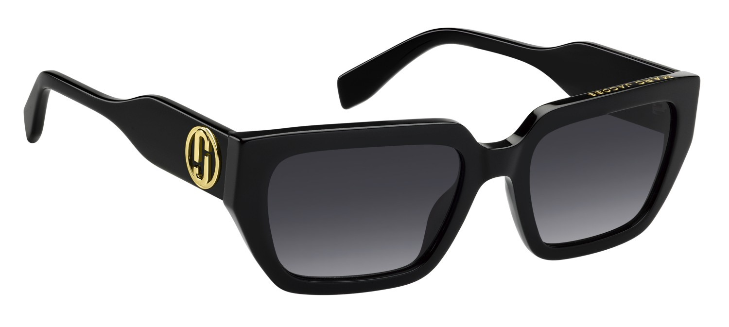 Occhiali da sole Marc Jacobs 809/S 208028 807 9O colore black forma rettangolare lenti dark grey shaded