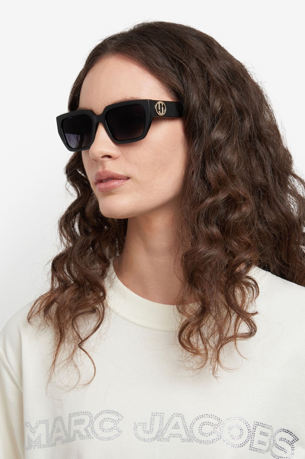 Occhiali da sole Marc Jacobs 809/S 208028 807 9O colore black forma rettangolare lenti dark grey shaded