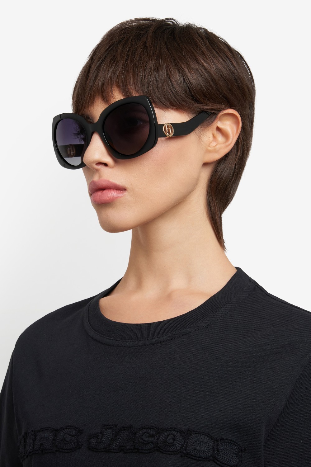 Occhiali da sole Marc Jacobs 808/S 208030 807 9O colore black forma farfalla lenti dark grey shaded